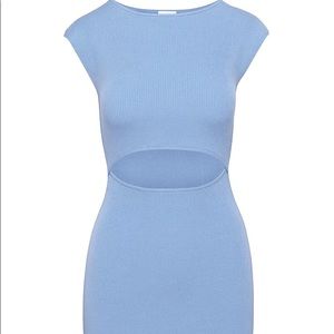 Aritzia Cut-Out Knit Mini Dress, light blue | SZ XS